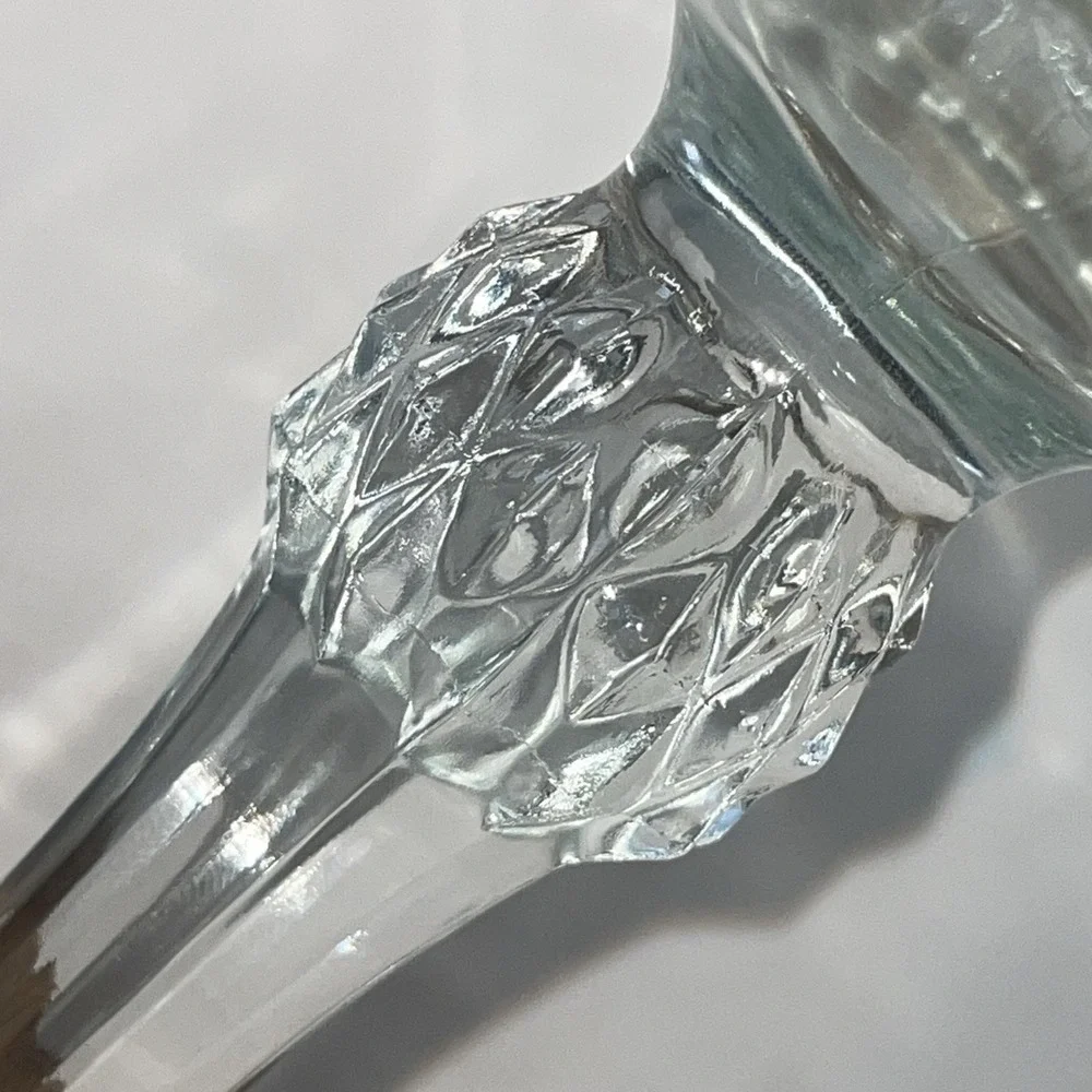 Vintage‎ Indiana Glass Pedestal Compote Candy Dish Diamond Point Pattern 1960s